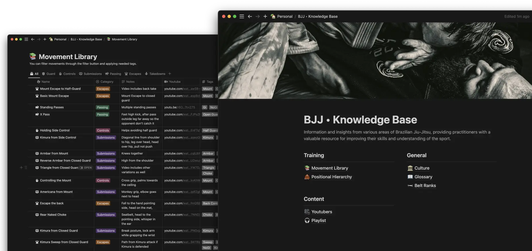 Screenshot image of the original white belt club database